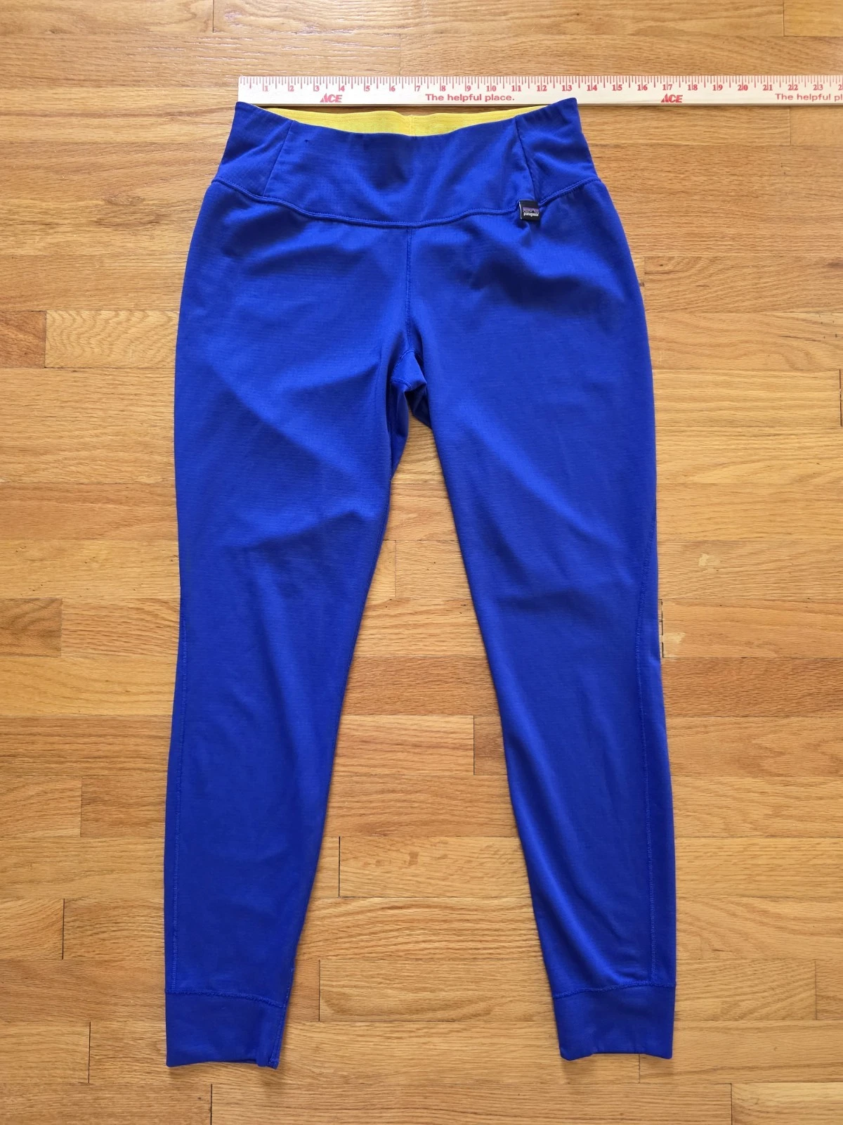 Patagonia Base Layer Pants Womens M Midweight Capilene Polartec Blue Yellow