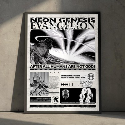 Neon Genesis Evangelion Poster Minimalist Japanese Manga Anime Wall Decor Art