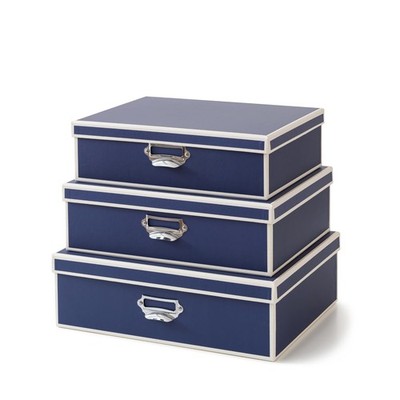 Decorative Cardboard Storage Boxes with Lids and Label Holders - Set of 3, Me...