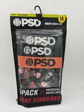 PSD Core Standard Premium Boxer Briefs 3 Pack Sz Medium - New - Metallic Benjis