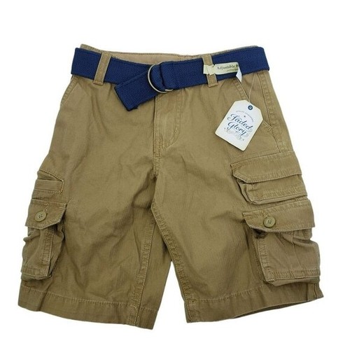 NWT Faded Glory Solid Cargo Shorts with Belt Boy's Size 5