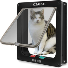 X-Large Cat Door for Interior/Exterior, Black, for Pets up to 25 Lbs Outer 11"