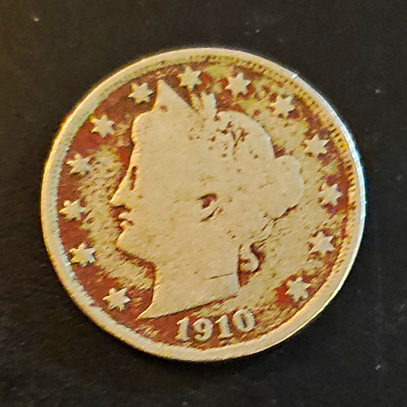 1910 Liberty Head "V" Nickel 5C "With Cents" Philadelphia Business Strike 491
