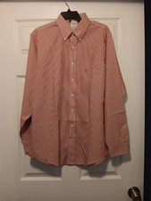 BROOKS BROTHERS MENS RED WHITE STRIPE L/S 1818 REGENT DRESS SHIRT 16- 34/35 NWOT