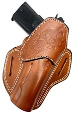 ANY NONRAIL 4.25" 1911, Right Hand Brown Leather Open Top Western Belt Holster