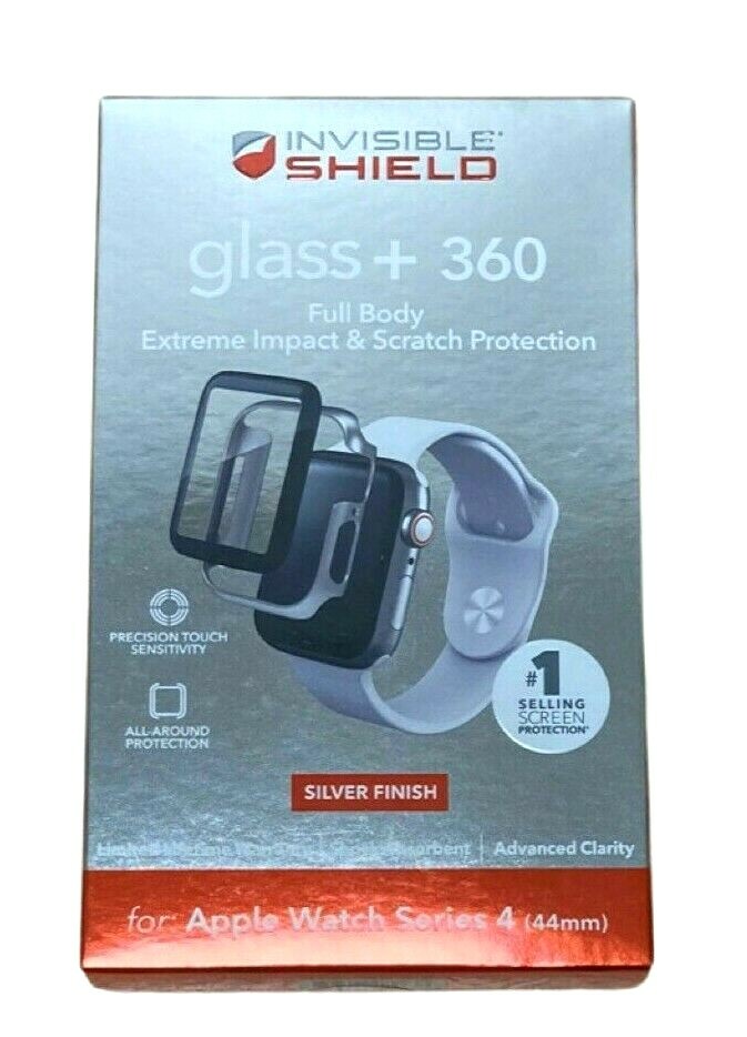 New! InvisibleShield Glass+ 360 Screen Protector Apple Watch Series  Silver