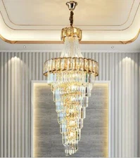 Luxury European LED Crystal Chandelier villa stair ceiling light Lamp Lighting