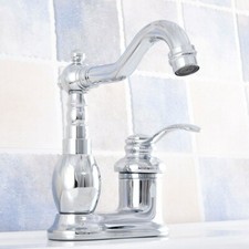 Polished Chrome Bathroom Vanity Sink 4"Centerset Lavatory Faucet Basin Mixer Tap