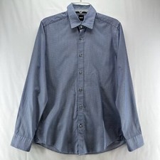 HUGO BOSS Shirt Mens S Regular Fit Polka Dot Button Down Long Sleeve Cotton Blue