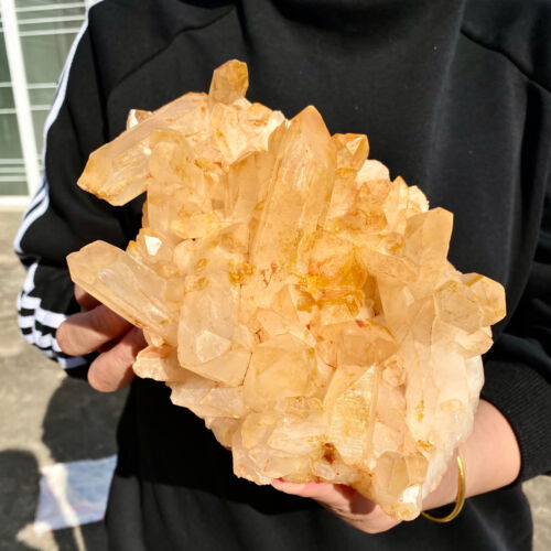 4.1LB Natural white crystal cluster quartz yellow cortical mineral sample - - Picture 3 of 14