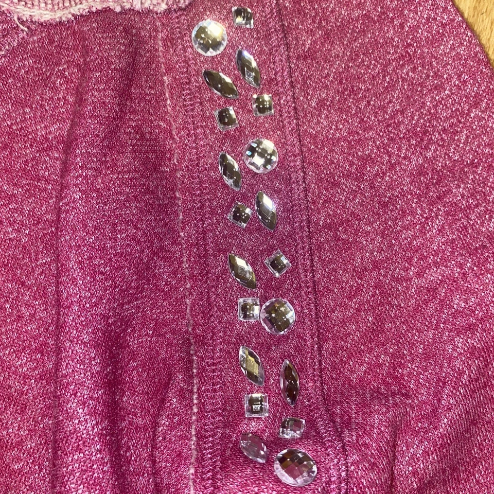 Speechless Girl’s Size Medium Casual Rhinestone Top Slouched Heather Pink - Image 2 of 4