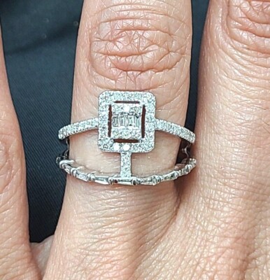 ANGEBOT!  Natürlicher echter Diamant Damenring 0,55 kt Mode rechte Hand 14 K Gold