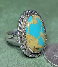 Natural Royston Turquoise Sterling Silver Ring Size 8.75 Signed 11.1g