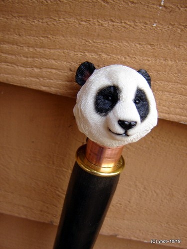orig. PANDA BEAR CANE walking stick/shillelagh black/white~useful gift~made USA - Picture 4 of 10