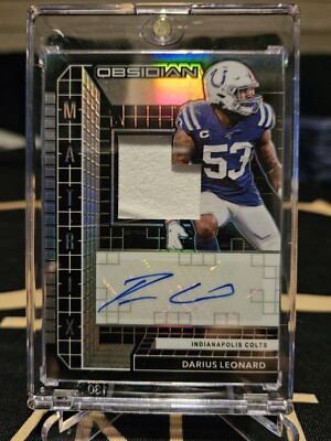 Darius Leonard 2020 Obsidian Matrix Game Worn Patch Auto Numbered 20/100