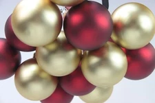 Vintage Front Gate  3"  Matte Red & Gold Christmas Ornaments Lot Of  14 Ornament