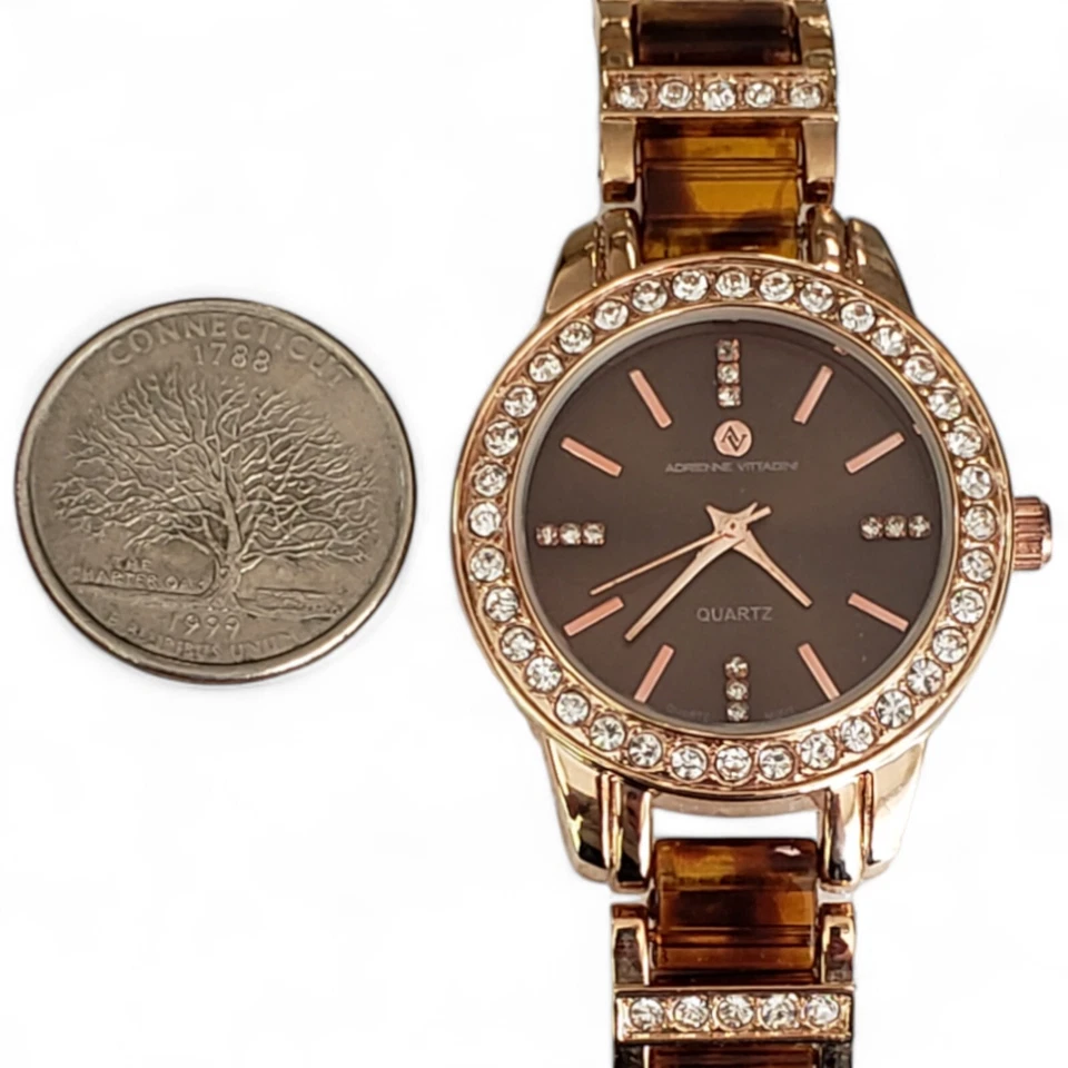 Adrienne Vittadini Crystal Tortoise Rose Gold Tone Bracelet Quartz Watch AD9417 - Image 2 of 4