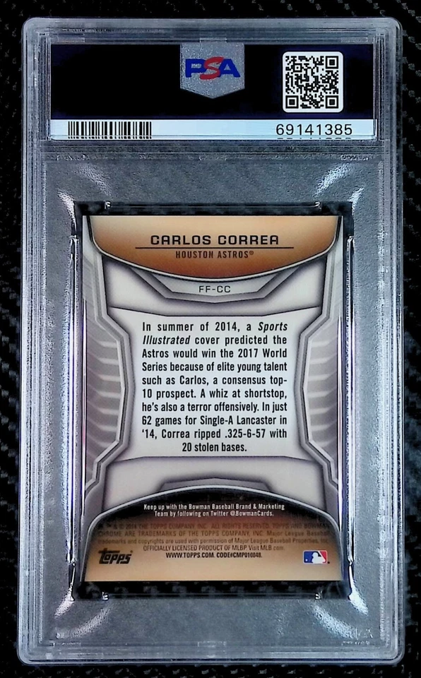 Carlos Correa - 2014 Bowman Chrome #FF-CC Future Franchise Mini - RC - PSA 9 - Image 2 of 3