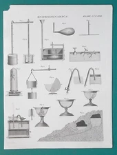 HYDRODYNAMICS Hydrostatic Paradox Siphon Springs - 1817 Antique Print