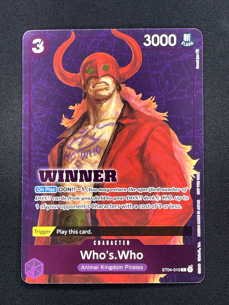 One Piece TCG Who's Who ST04-010 Tournament Promo Pack Card Vol. 3 Winner