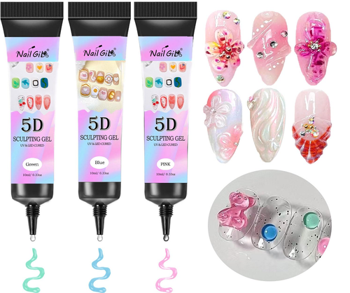 3D Gel Nail Art - 3 Farben 3D Skulptur Nail Gel Für Nail Design, No Wipe Craving