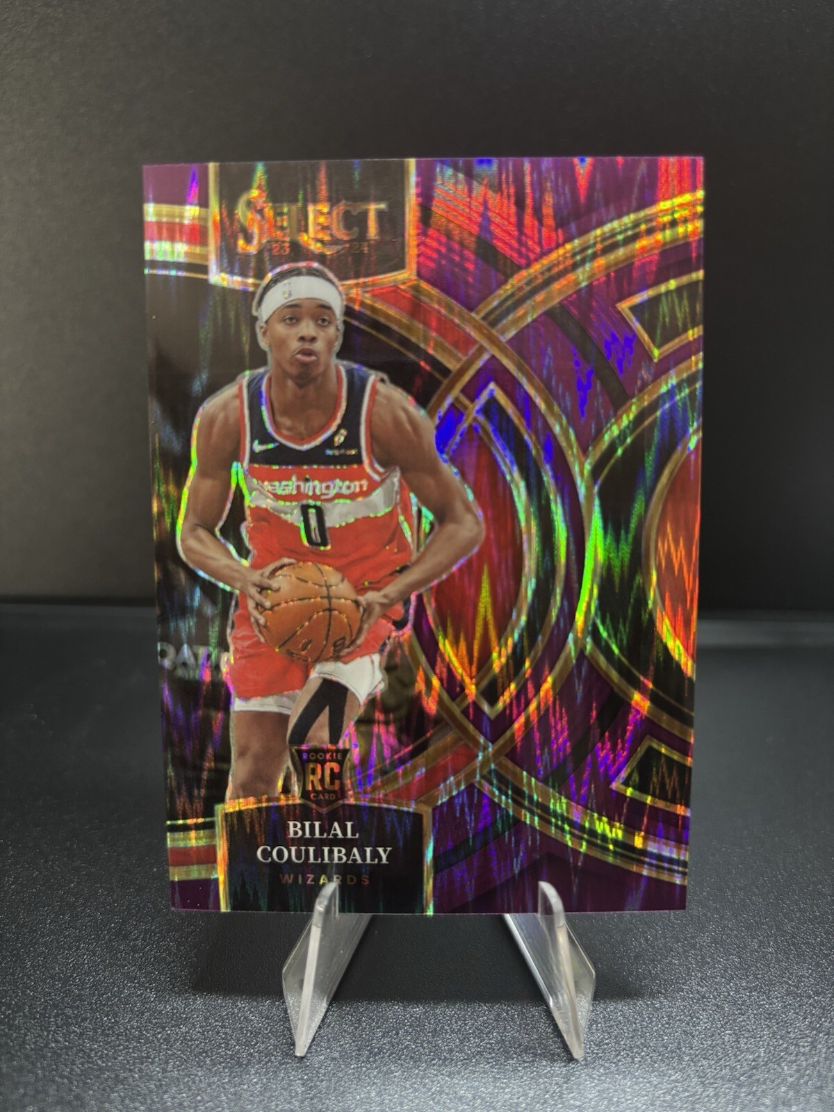 2023 Select Premier Level Purple Flash Prizm /175 Bilal Coulibaly #131 Rookie RC