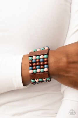  Paparazzi Jewelry (New) Island soul     Wooden multi Bracelet 