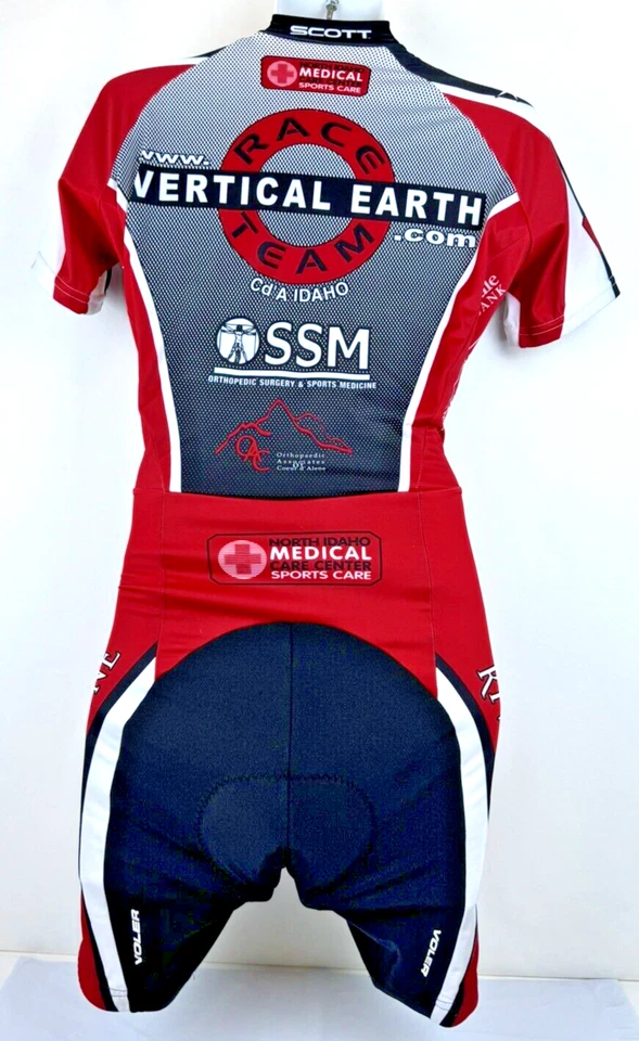 TRAJE DE PIEL VOLER Vertical Earth Cycling para mujer mediano rojo/blanco/negro almohadilla de contorno Foto 3 de 4