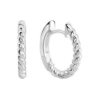 Klappcreolen Aus 925/- Sterling Silber Rhodiniert Glanz Gedrehte Optik V Creolen