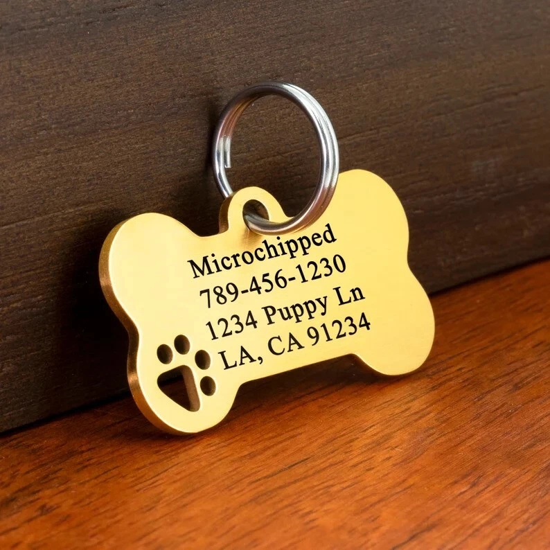 Dog Tag Engraved Personalised Pet Tags ID Tags Engraved Name Collar Tag Bone - Image 4 of 4