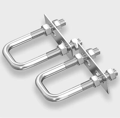 2 Stück M8x60x100 mm Vierkant U Schrauben, 304 Edelstahl Rundbogen rechtwinklig U