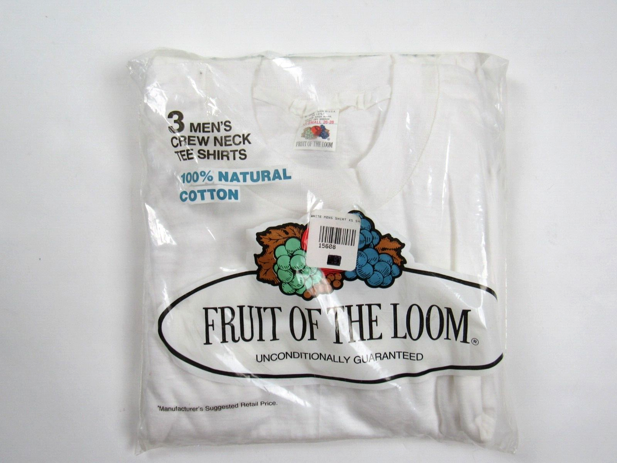 Vtg NOS 1978 3 Pack Fruit of the Loom White T Shirt Sz XXS Single 