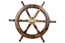 Volant bateau pirate en bois finition laiton 24" vintage décor mural bateau