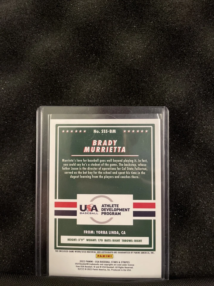 Brady Murrietta 2022 Panini Stars & Stripes USA Auto/Jersey SSS-BM, 091/349 - Image 2 of 2