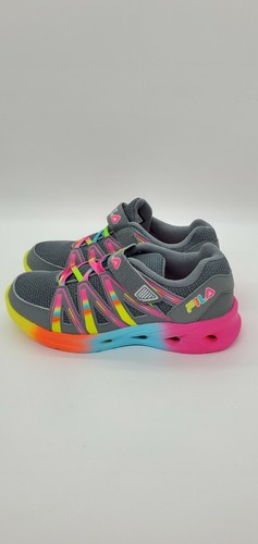 FILA Girls Athletic Running Shoes Crater 8 Pink/Blue/Yellow Strap Size 3.5 - Picture 2 of 9