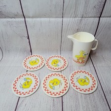 Vtg Chilton globe Inc Big Bird checkered 3.250" plates 6 pieces total