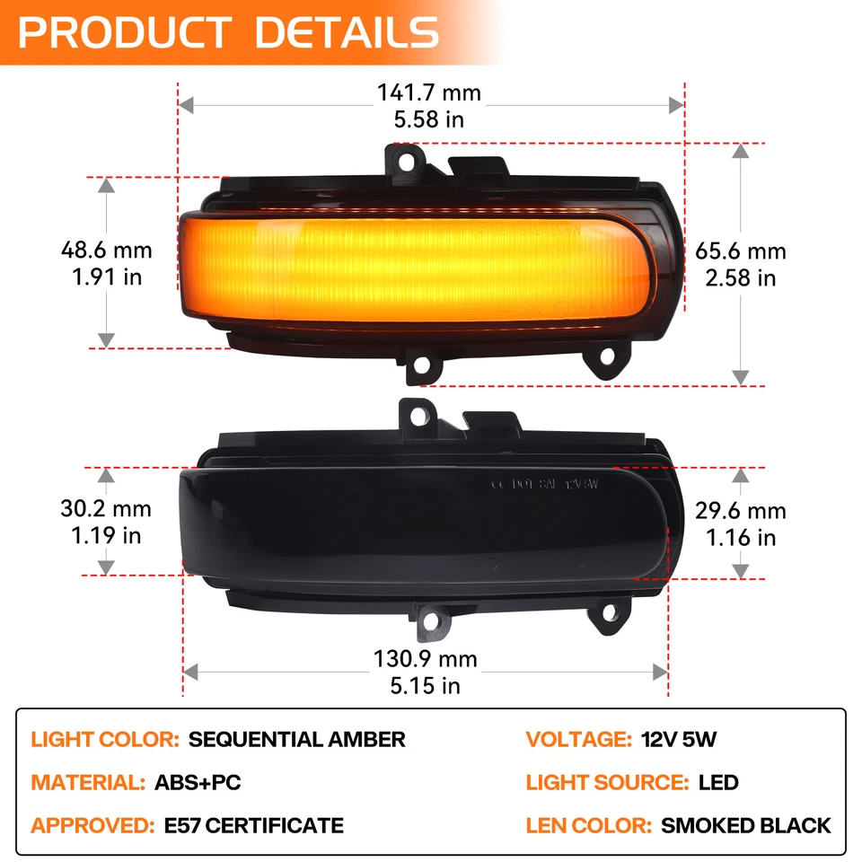 For Scion Tc 2011-2016 xB 2008-15 Smoked Sequential LED Mirror Turn Signal Light - Image 4 of 4
