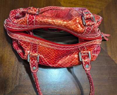 Francesco Biasia Red Faux Snakeskin Leather Purse | eBay