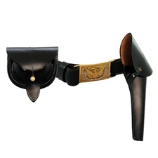 US Civil War Army Cavalry Leather NCO Hand Made Waist Belt Cap Pouch Holster Rep