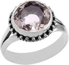 Genuine Crystal Quartz Ring 925 Sterling Silver Delicate BOHO Chic Jewelry