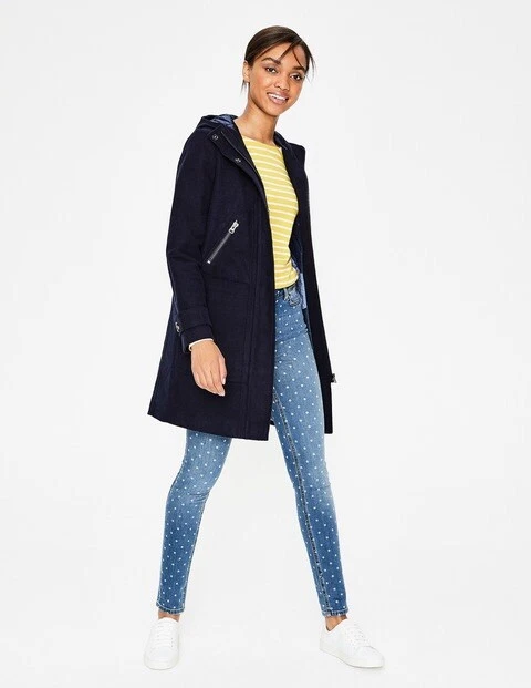 Boden Women's Navy Blue Moleskin Hooded Duffle Coat Size US 2 | eBay