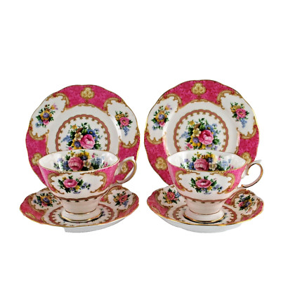 Royal Albert Teeservice Lady Carlyle Two Trios Milch & Zucker Tee für Zwei