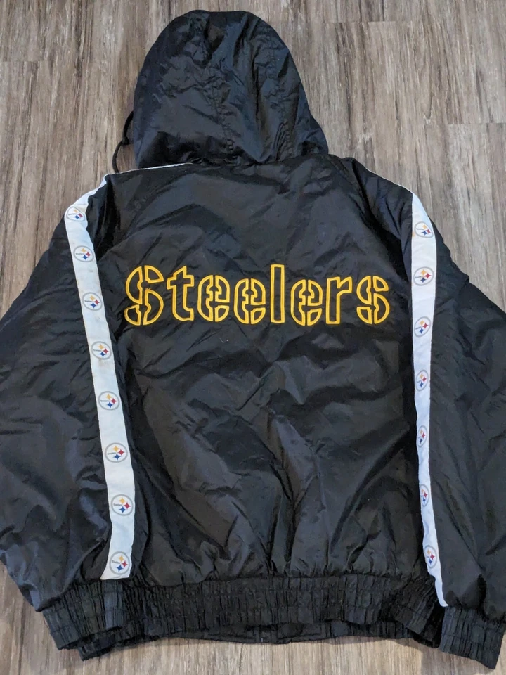 Винтажная куртка-пуховик 90-х Pittsburgh Steelers NFL Game Day с капюшоном на молнии размер L - Изображение 2 из 4