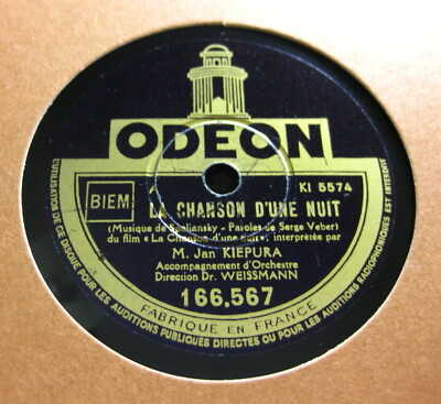 Jan Kiepura - La Chanson d'une nuit / La Danza ODEON 166567 (862)