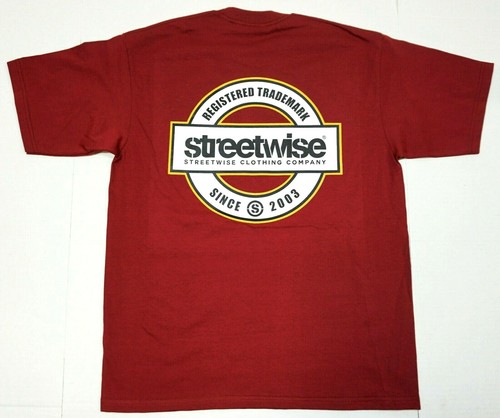 STREETWISE THE BRAND T-shirt Urban Streetwear Men's 2sided Tee Burgundy New - Picture 2 of 2