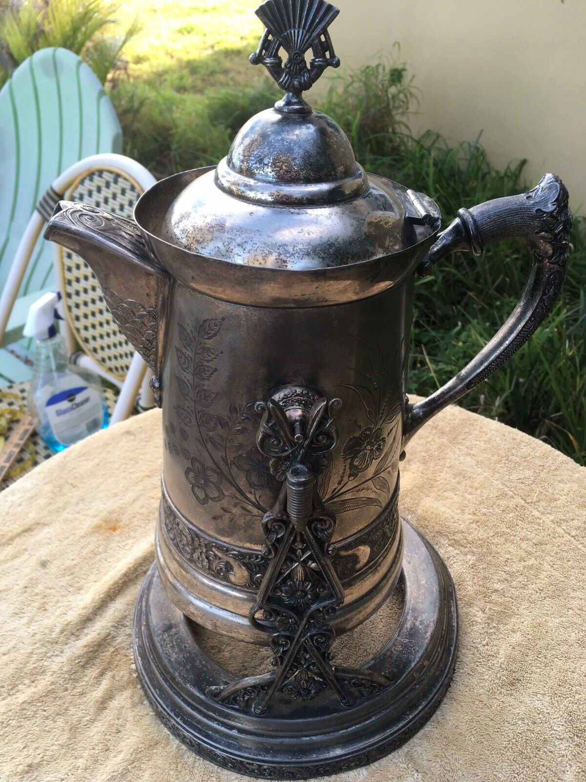 Vintage Late 1800’s Osborn & Co. Quadraplate Very Large Ornate Tilt Coffee Pot