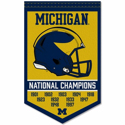 Michigan Wolverines 11 Time Football National Champions Banner Flag