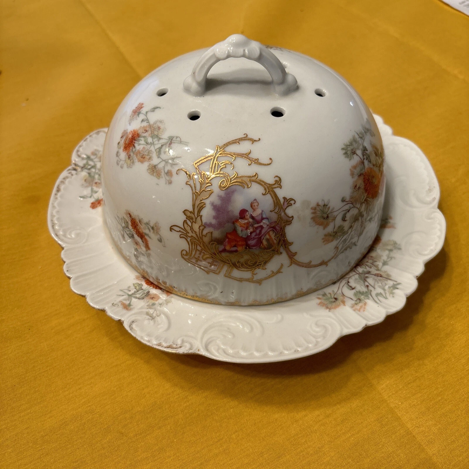Limoges Victorian Scene Butter Dish-2-Piece