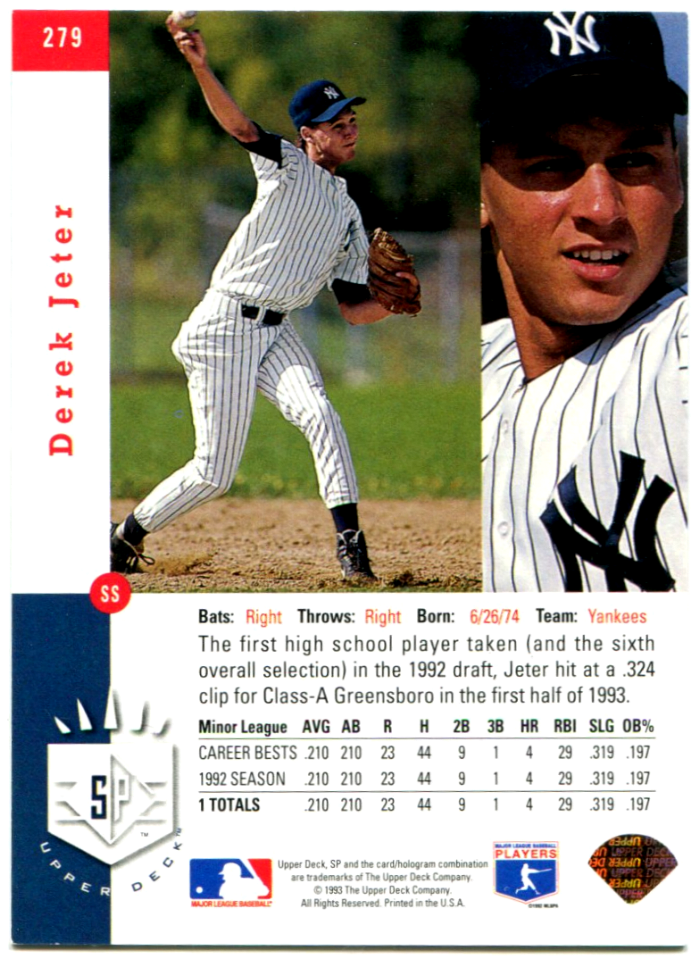 1993 Upper Deck SP Baseball Complete Set w/Derek Jeter SP Foil
