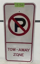 Retired Street Road Traffic Sign - No Parking Tow Away Zone 12"X24" 2-50